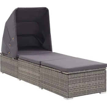 Zahradní lehátko Zahradní lehátko se stříškou a poduškou polyratan černé