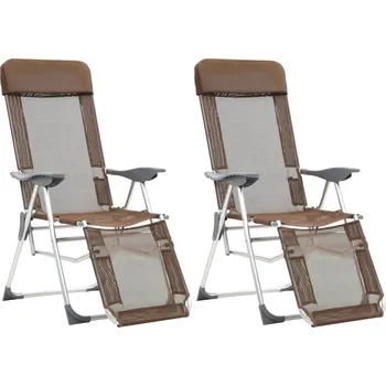 Skládací kempingové židle s podnožkami 2 ks černé textilen