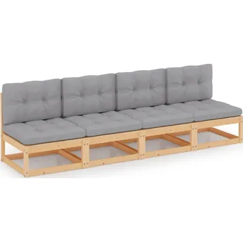 Zahradní pohovka 4místná zahradní pohovka černá masivní borovice