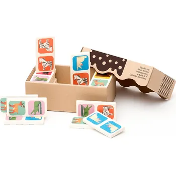 Dřevěná hračka Bajo Dřevěné domino - Zvířata