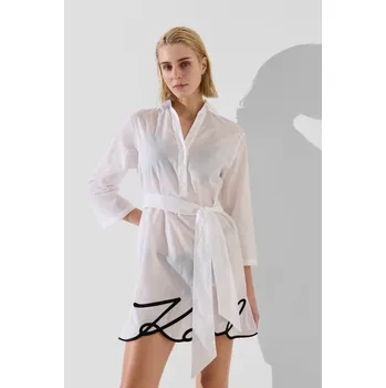 Dámské plavky PLÁŽOVÉ OBLEČENÍ KARL LAGERFELD KARL DNA SIGNATURE BEACH DRESS WHITE