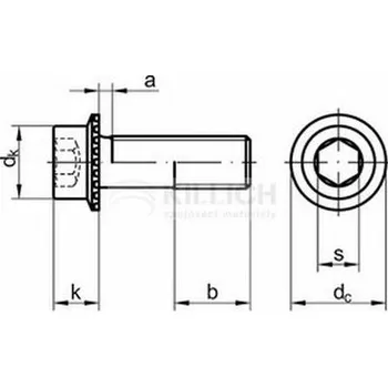 Šroub imbus M8x25 ZINEK cl.100 RIPP ozubený límec, válcová hlava, vnitřní šestihran