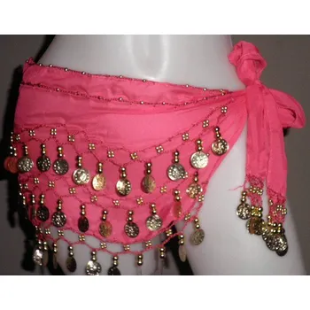 Šátek Šátek orientální na břišní tance 125 penízků - růžový