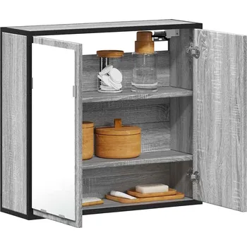 Koupelnový nábytek Koupelnová skříňka se zrcadlem černá 65x20x60 cm kompozit