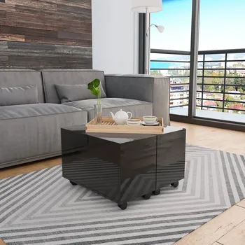 Konferenční stolek Konferenční stolek černý lesklý 60x60x35 cm kompozitní dřevo