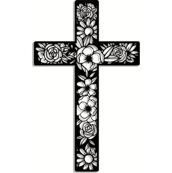 Obraz BAF Kovový znak Kříž - květiny