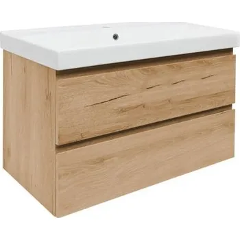 Nábytek Koupelnová skříňka 2 zásuvková s umyvadlem SAT B-Way 99x50x45 cm dub mat BWAY2100OAKU1BI