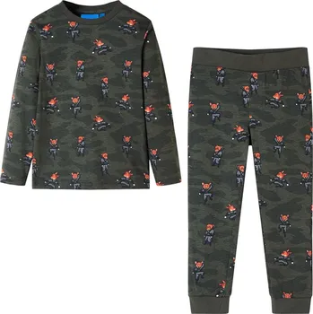 Dětské pyžamo s dlouhým rukávem khaki 140