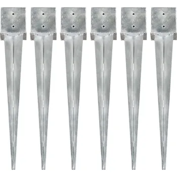Příslušenství pro plot Kotvící hroty 6 ks stříbrné 7 x 7 x 75 cm pozinkovaná ocel