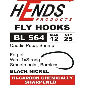 Rybářský háček Hends Háčky Hooks BL 564 Black Nickel Počet kusů: 25ks, Velikost háčku: #16