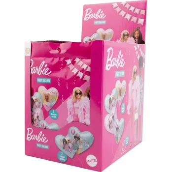 Balónek Práskací prášek & 2x nafukovací balónek BARBIE 8 g - PARTY BALLOON POPPING CANDY - balení 24 ks (4x práskací prášek & 2x nafukovací balónek ve tvaru srdce / 4x 2 g práskací prášek / Tlapková patrola)