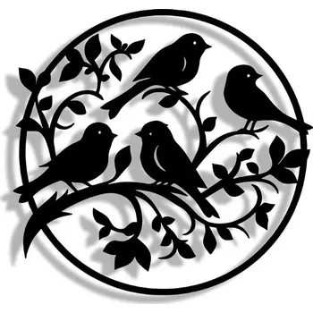 Obraz BAF Kovový znak Ptáci na větvičce