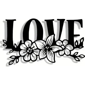 Obraz BAF Kovový znak Love s květinami