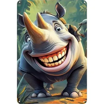 Plechová cedule BAF Plechová cedule Veselý nosorožec 30 x 20 cm