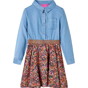 Dívčí šaty Dětské šaty s dlouhým rukávem námořnicky modré a džínově modré 92