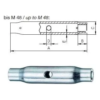Matice matice M20x200 ŽÁROVÝ ZINEK S355JR napínák bez konců DIN 1478