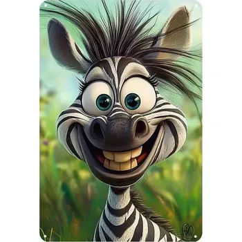 Plechová cedule BAF Plechová cedule Smějící se zebra 30 x 20 cm