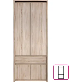 Šatní skříň Šatní skříň NORTY TYP 2, 4D1S, dub sonoma