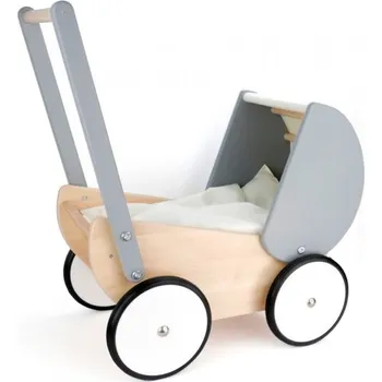 Dřevěná hračka Bajo Dřevěný kočárek pro panenku