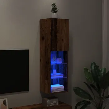 Televizní stolek TV skříňka s LED osvětlením old wood 30,5 x 30 x 102 cm