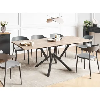 Jídelní stůl světle hnědý MDF dřevovláknitá horní deska kovové nohy moderní industriální styl Beliani