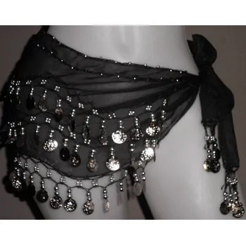 Šátek Šátek orientální na břišní tance 125 penízků - černý