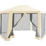 Stanový altán do zahrady, 3,9x2,5x3,9m, béžová / černá, RINGE TYP 2 + 6 bočních stran