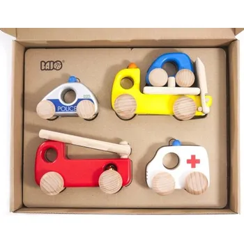 Dřevěná hračka Bajo Dřevěná sada aut - zásahová vozidla
