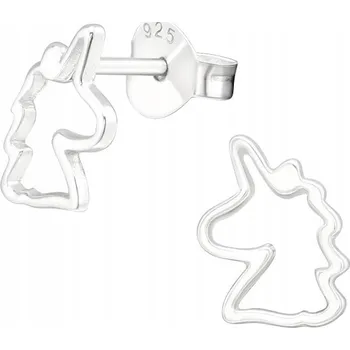 Náušnice Dětské stříbrné náušničky Jednorožec, obrys, puzetové