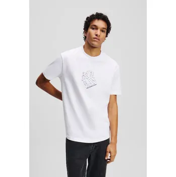 Pánské tričko TRIČKO KARL LAGERFELD JEANS KLJ REG CURVED HEM SHIBORI TEE WHITE