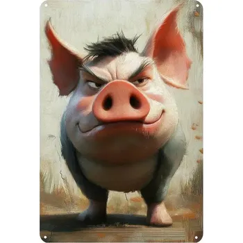 Plechová cedule BAF Plechová Prasátko už toho má dost 30 x 20 cm