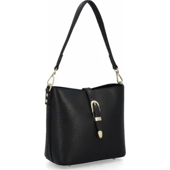 Kabelka Vittoria Gotti Elegantní Kožená Kabelka Listonoška 3 Přihrádky 573 Černá