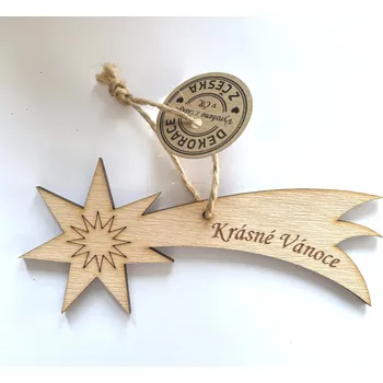 Vánoční dekorace Dřevěná kometa nápis Krásné Vánoce Kometa vánoční
