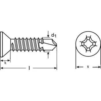 Spojovací materiál tex 4.8x90 ZINEK zápustná hlava křížová drážka ISO 15482 DIN 7504P