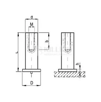 Šroub čep 8x10 M5 Cu-měď vnitřní závit navařovací typ IT DIN 32501