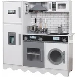 Derrson dřevěná kuchyňka XXL interaktivní bílá s pračkou a ledničkou