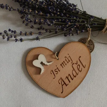 Dřevěné srdce 12 cm s věnováním Jsi můj anděl