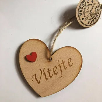 Dřevěné srdce s věnováním Vítejte 7 cm
