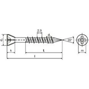 Vrut vrut 4.2x25 ŽLUTÝ ZINEK zápustná hlava, do cetris desek
