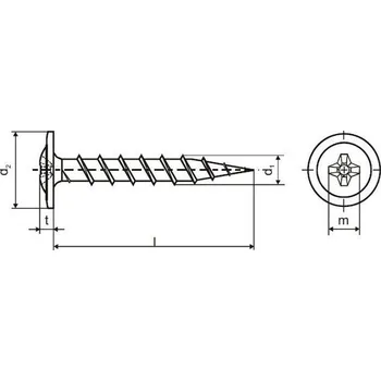 Vrut vrut 4.8x50 ČERNÝ FOSFÁT rámová hlava křížová drážka +límec hrubý závit WMN