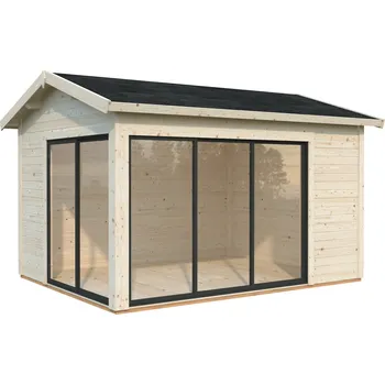 Zahradní domek Palmako Zahradní domek AMANDA 11,2 m² s posuvnými dveřmi Barva: Přírodní, neimpregnováno, Typ dveří: Posuvné dveře s jednosklem (Slide)