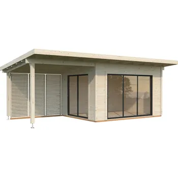 Zahradní domek Palmako Zahradní chatka GRACE 11,2 + 8,2 m² s posuvnými+ dveřmi Barva: Přírodní, neimpregnováno