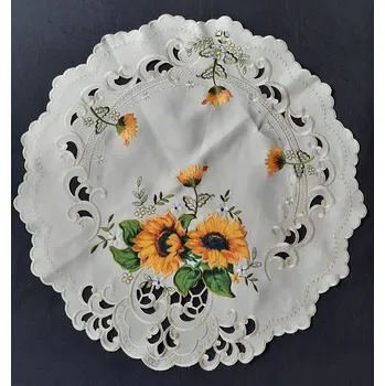 ubrus UBRUS vyšívaný prům. 60cm Slunečnice 02