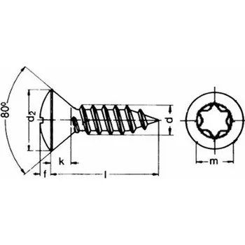 Spojovací materiál šroub do plechu 4.2x16 A2 NEREZ čočková hlava TORX DIN 7983 TX