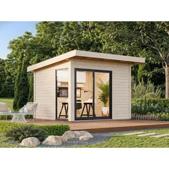 Zahradní stavba Palmako Zahradní domek Andrea 7,5 m² s posuvnými+ dveřmi Barva: Bílá RAL9016 + antracit RAL7016, nátěr