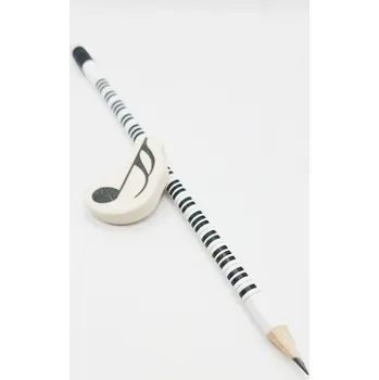 Malý dárkový balíček pro děti - bílá tužka s klaviaturou a guma nota