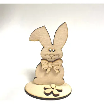 Velikonoční dekorace Dřevěný zajíček 12 cm v podstavci Barva: Přírodní