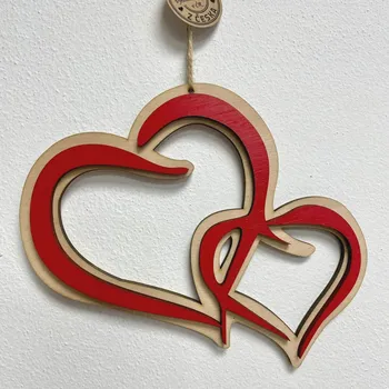 Vánoční dekorace 2 srdíčka výřez lepená 20 cm (4 barevné varianty) Barva: Červeno-přírodní