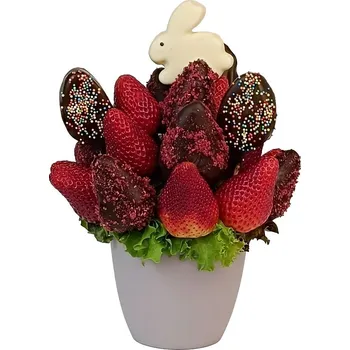 Dárkový potravinový koš Ovocná kytice Zajíček Velikost produktu: Malá 1,3 kg