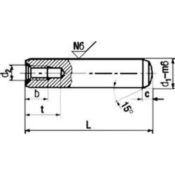 Spojovací materiál kolík 4x24 BEZ PÚ m6 kalený válcový+vnitřní závit M2 DIN 7979D